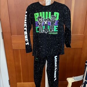 Minecraft Kids Black & Green 'Build' Pajama Set